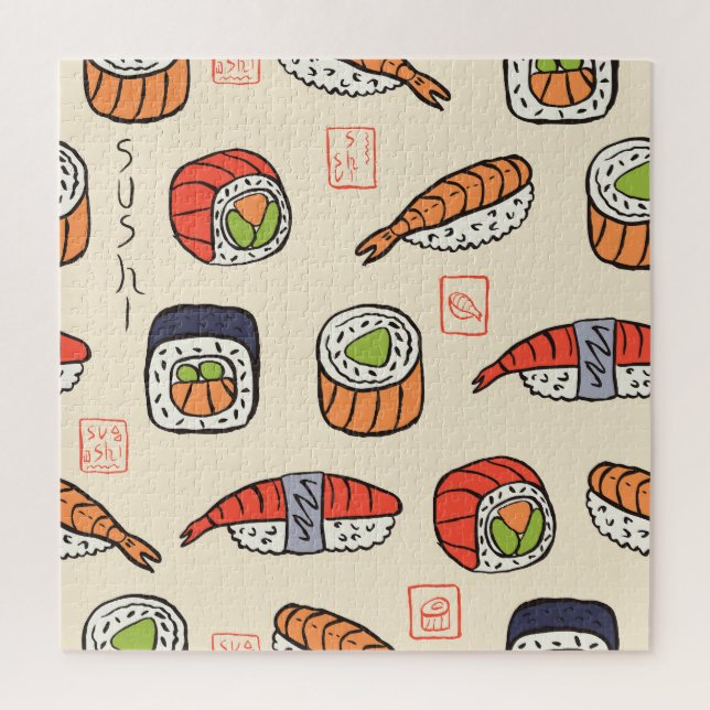 Sushi food, seamless pattern design. jigsaw puzzle (Vertical)