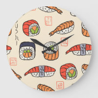 Sushi food, seamless pattern design.
