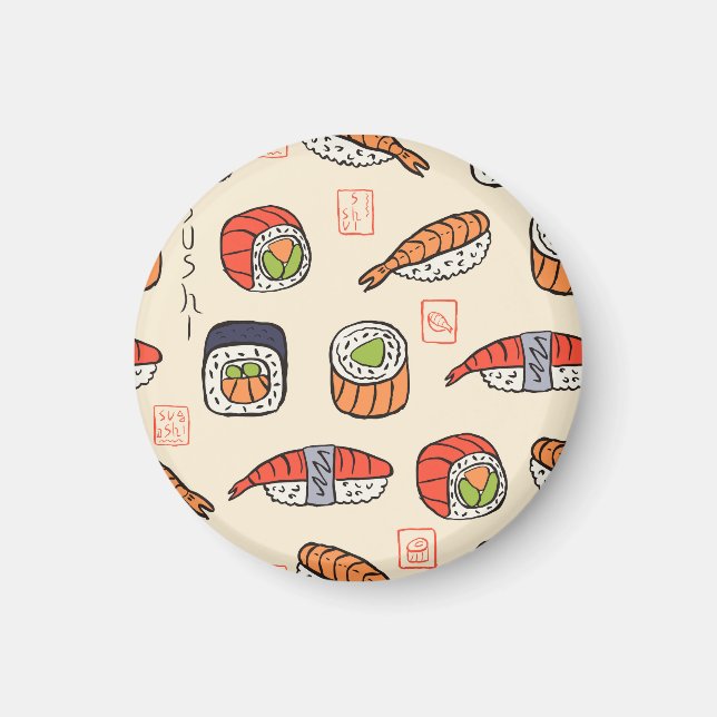 Sushi food, seamless pattern design. magnet (Front)