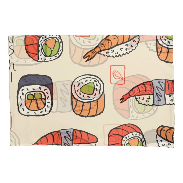 Sushi food, seamless pattern design. pillowcase (Front)