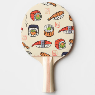 Sushi food, seamless pattern design. ping pong paddle