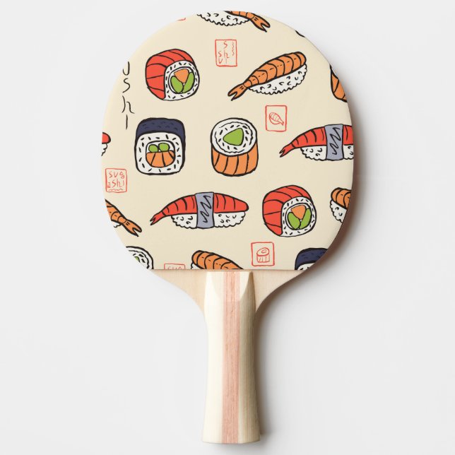 Sushi food, seamless pattern design. ping pong paddle (Front)