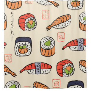 Sushi food, seamless pattern design. shower curtain
