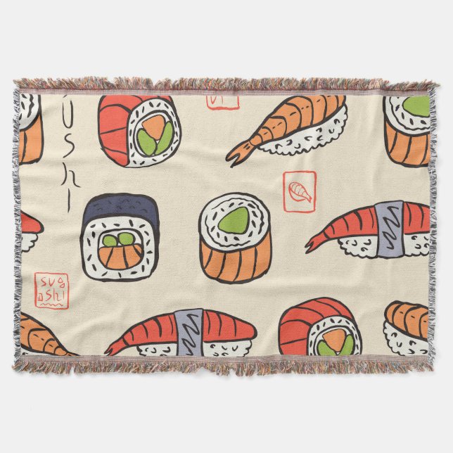 Sushi food, seamless pattern design. throw blanket (Front)