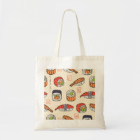 Sushi food, seamless pattern design.