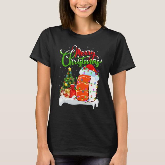 Sushi Food   Xmas Decorations Santa Sushi Christma T-Shirt (Front)