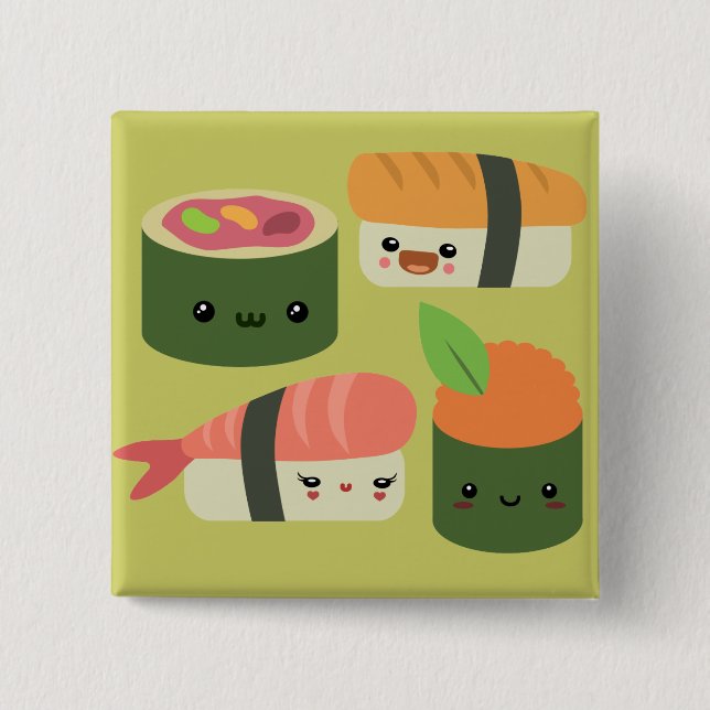 Sushi Friends 15 Cm Square Badge (Front)