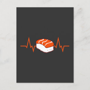 Sushi Heartbeat Japanese Asian Food Postcard