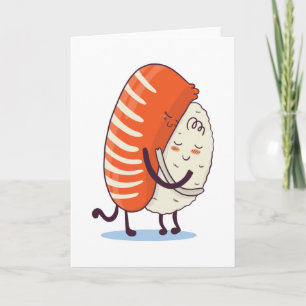 Sushi Hug Cute Kawaii Japanese Card