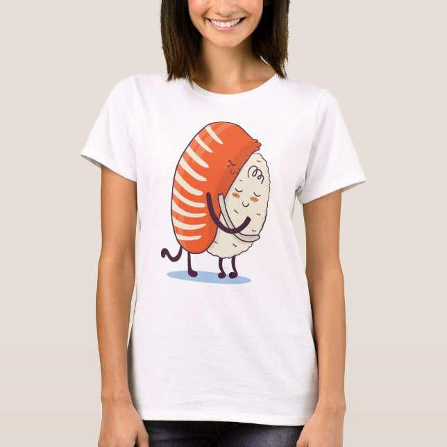 Sushi Hug Cute Kawaii Japanese T-Shirt (Front)
