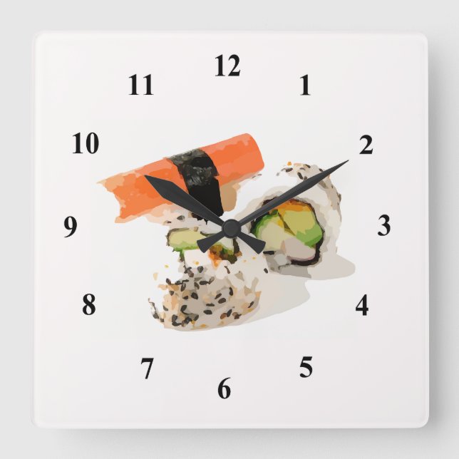 Sushi Japanese food art Square Wall Clock (Front)