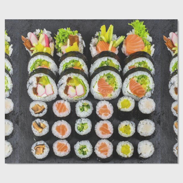 Sushi Japanese Food Pattern Wrapping Paper (Flat)