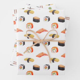 Sushi Japanese Food Pattern Wrapping Paper Sheet