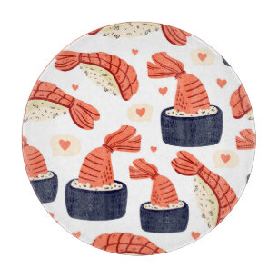 Sushi Japanese Food Seamless Pattern Cutting Board