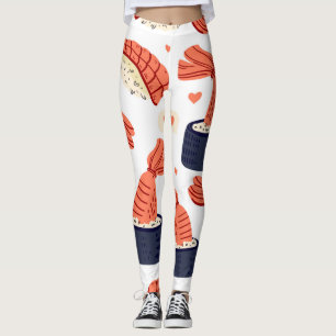 Sushi Japanese Food Seamless Pattern Leggings