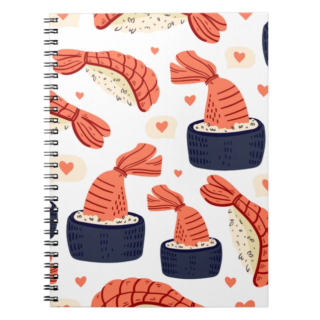 Sushi Japanese Food Seamless Pattern Notebook (Front)