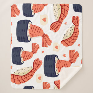 Sushi Japanese Food Seamless Pattern Sherpa Blanket