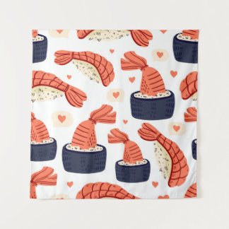 Sushi Japanese Food Seamless Pattern Tapestry