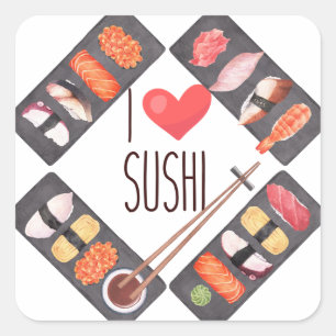 Sushi Japanese Food Square Sticker
