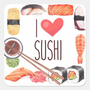 Sushi Japanese Food Square Sticker