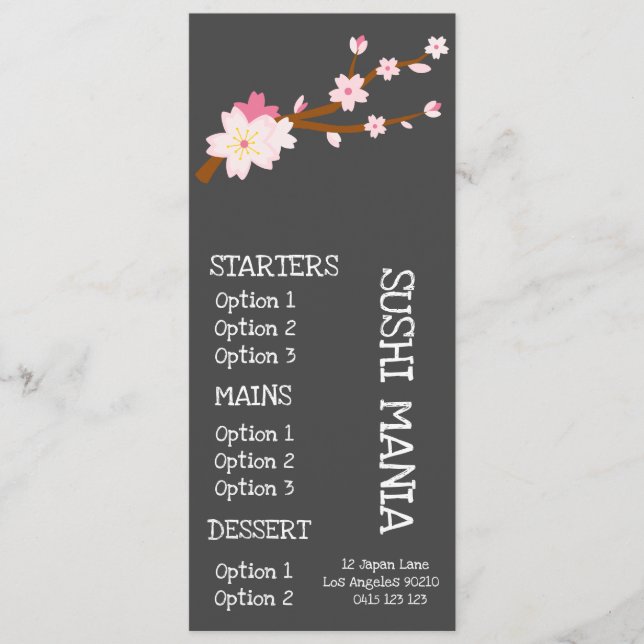 Sushi Japanese restaurant stylish dinner menu (Front)