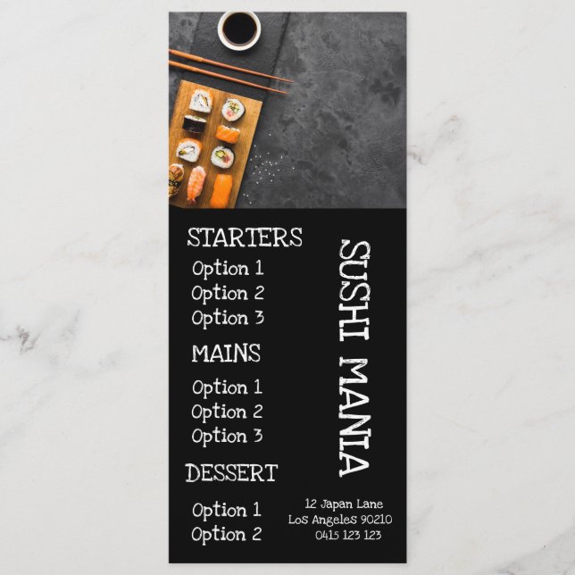 Sushi Japanese restaurant stylish dinner menu (Front)