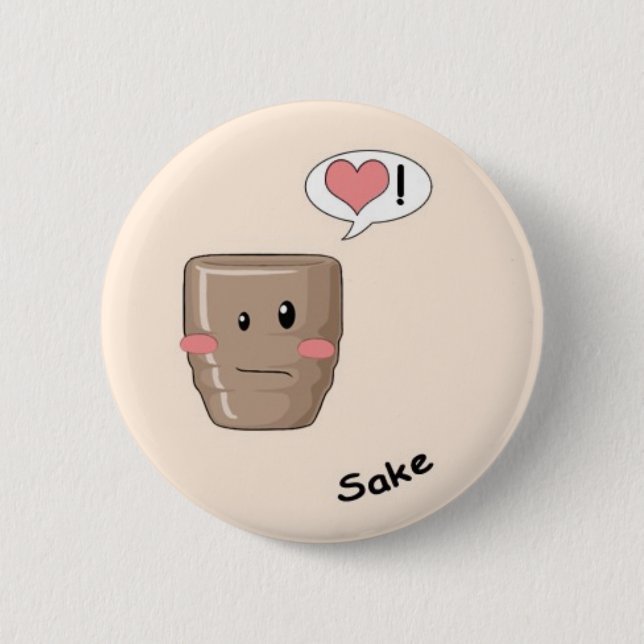 Sushi kawaii 6 cm round badge (Front)