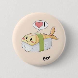 Sushi kawaii 6 cm round badge