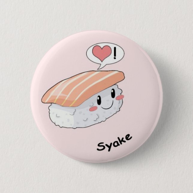 Sushi kawaii 6 cm round badge (Front)