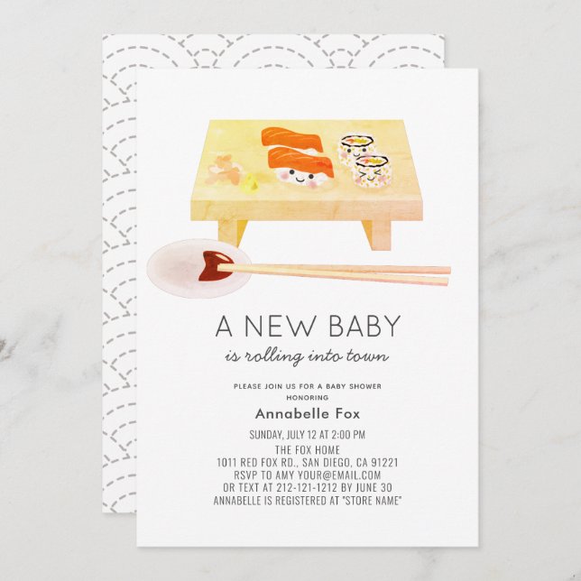 Sushi Kawaii Baby Shower Invitation (Front/Back)