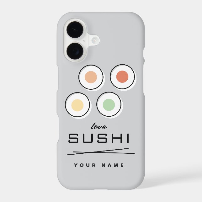 Sushi lover iPhone case with custom name and colou (Back)