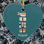 Sushi Lover Personalised Ceramic Ornament<br><div class="desc">Show your love of sushi,  nigiri and maki rolls with this fun alternative Christmas ornament.
Change or remove the name to customise.</div>