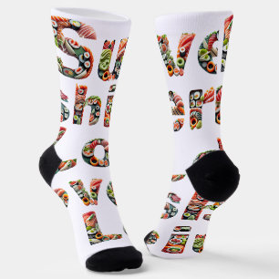 Sushi Lover text Socks