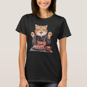 Sushi Lover Vintage Kitten Traditional Japanese Ar T-Shirt