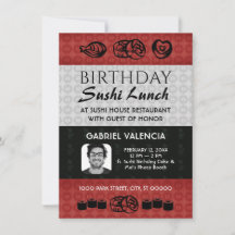 Sushi Lunch Birthday Party Invitation