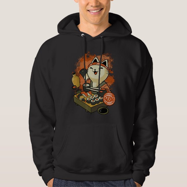 Sushi Master Cat Hoodie (Front)