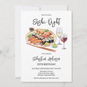 Sushi Night Birthday Invitation