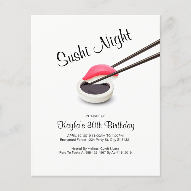Sushi Night Invitations (Front)