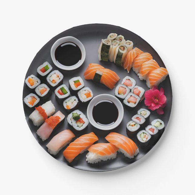 Sushi Night Paper Party Plates (Front)