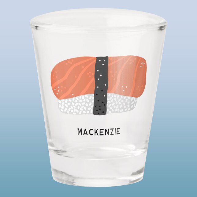 Sushi Nigiri Japanese Food Art Personalised Shot Glass (Fun Japanese nigiri sushi food art personalized shot glass)