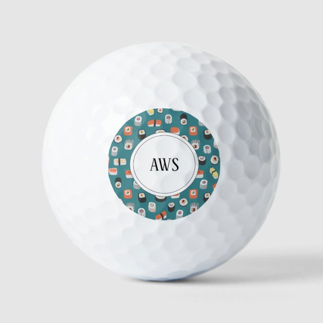 Sushi Nigiri Maki Roll Japanese Food Art Monogram Golf Balls (Front)