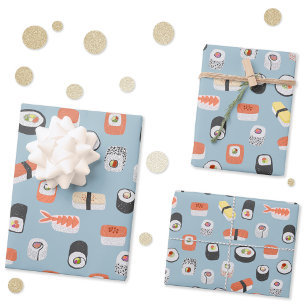 Sushi Nigiri Maki Roll Pattern Wrapping Paper Sheet