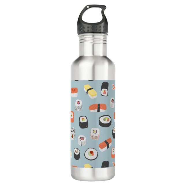 Sushi Nigiri Maki Roll Patterned 710 Ml Water Bottle (Front)