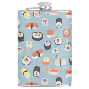 Sushi Nigiri Maki Roll Patterned Hip Flask