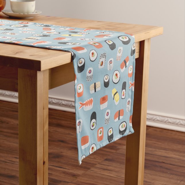 Sushi Nigiri Maki Roll Patterned Short Table Runner (In Situ)