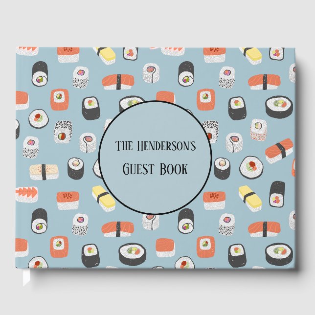 Sushi Nigiri Sashimi Maki Roll Custom Name Guest Book (Front)