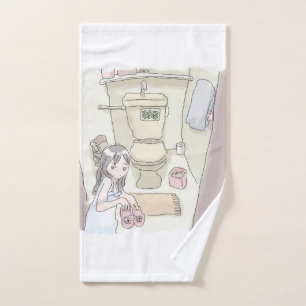 Sushi Nishi an illustration of a woman who has Hand Towel