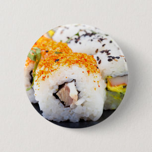 Sushi on a plate 6 cm round badge