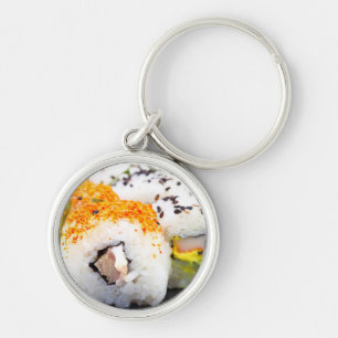 Sushi on a plate key ring