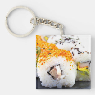 Sushi on a plate key ring